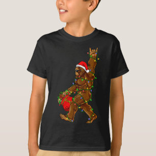 Santa Bigfoot Weihnachtsbeleuchtung Lustiger Sasqu T-Shirt