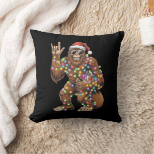 Santa Bigfoot Weihnachtsbeleuchtung Rock Lustig  Kissen