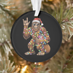 Santa Bigfoot Weihnachtsbeleuchtung Rock Lustig  Ornament