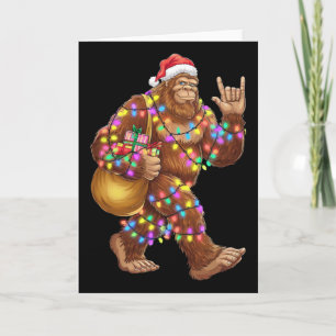 Santa Bigfoot Weihnachtslichter Rock Lustig Sasqua Karte