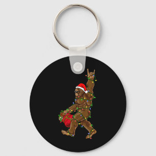 Santa Bigfoot Weihnachtslichter Rock Lustig Sasqua Schlüsselanhänger