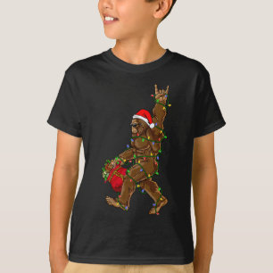 Santa Bigfoot Weihnachtslichter Rocken Spaß Sasqua T-Shirt