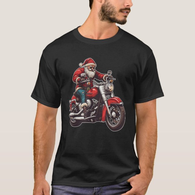 Santa Biker Motorrad Christmas Pajama Kleinkind Ki T-Shirt (Vorderseite)