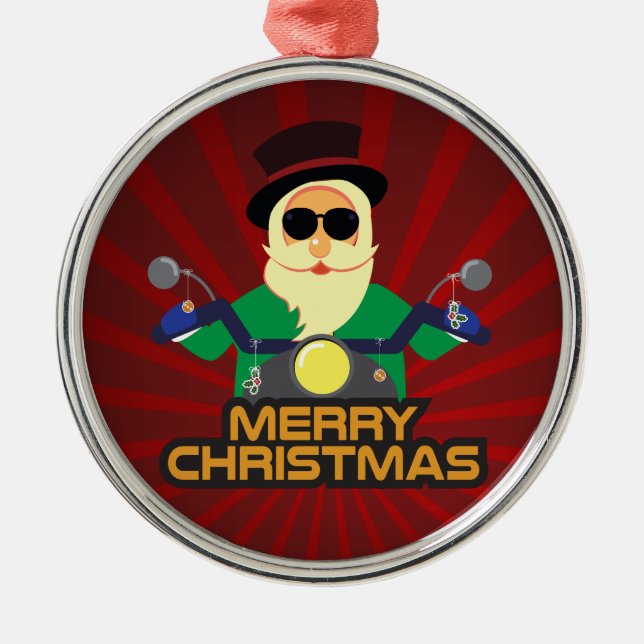 Santa Biker Ornament Aus Metall (Vorne)