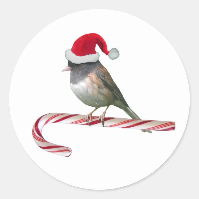 Santa Bird auf Candy Cane Stickers (Vorderseite)