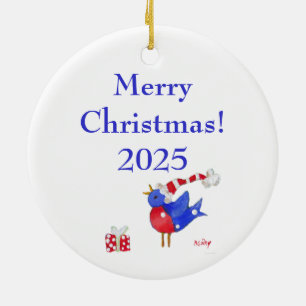 Santa Bird Foto Keramik Ornament