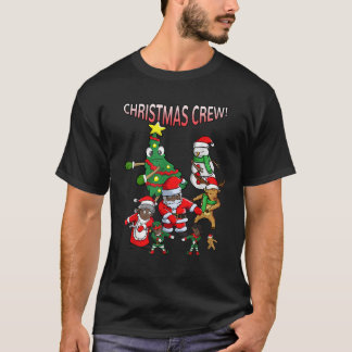 Santa Black American Christmas Crew Flossi T-Shirt