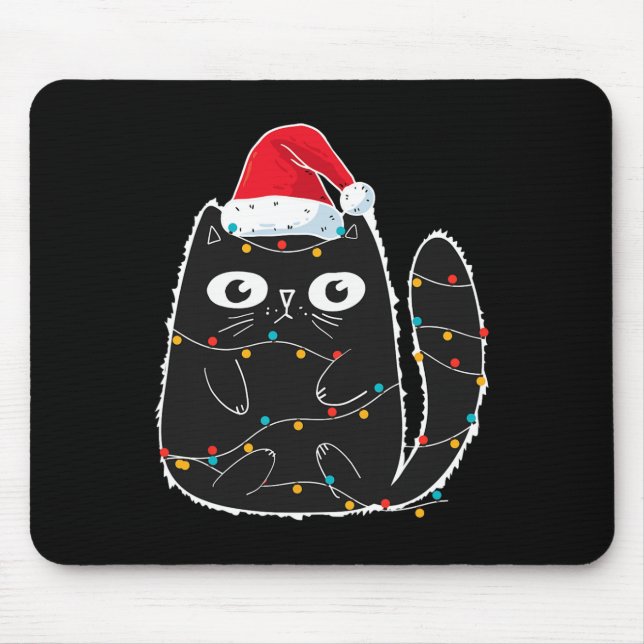 Santa Black Cat in der Weihnachtskatze in Lover Mousepad (Vorne)