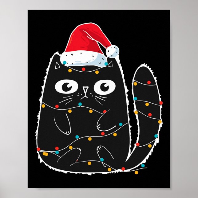 Santa Black Cat in der Weihnachtskatze in Lover Poster (Vorne)