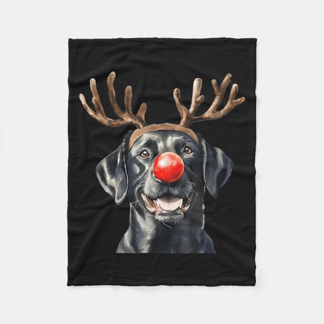 Santa Black Labrador Christmas Black Labrador Dog  Fleecedecke (Vorderseite)