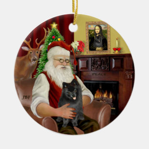 Santa-Black-Spitz Keramik Ornament