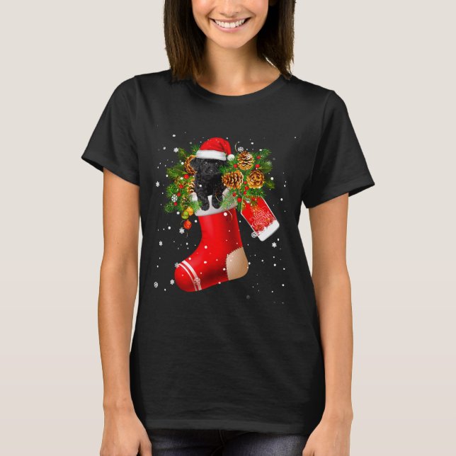 Santa Black Toy Odle In Christmas Sock Pajama  T-Shirt (Vorderseite)