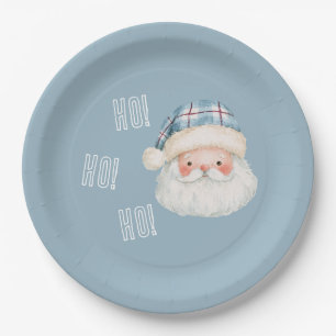 Santa Blaue Mütze Ho! Ho! Ho! Weihnachten Pappteller