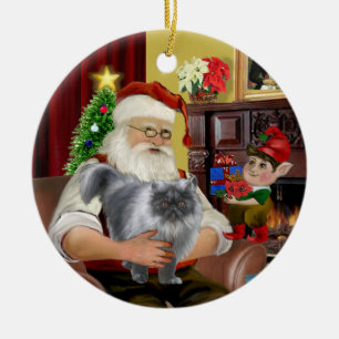 Santa - Blaurauch-Perserkatze Keramikornament