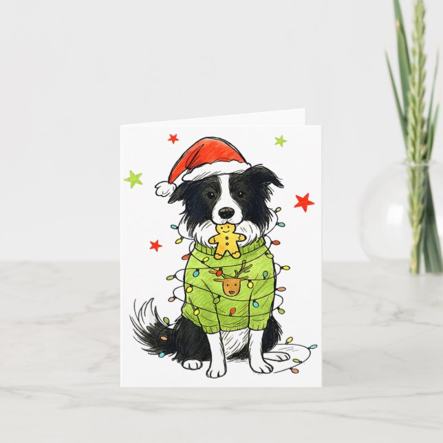 Santa Border Collie Christmas Border Collie Dog Mo Karte (Vorderseite)