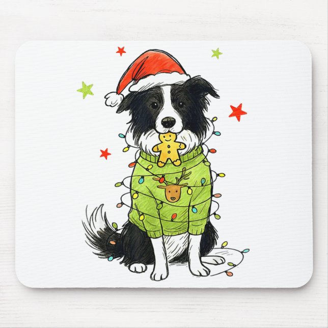 Santa Border Collie Christmas Border Collie Dog Mo Mousepad (Vorne)