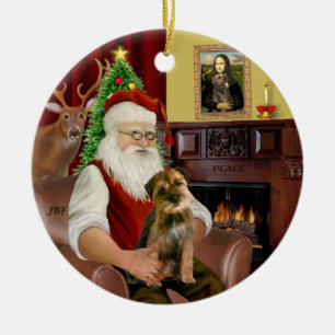 Santa - Border Terrier 1 Keramikornament