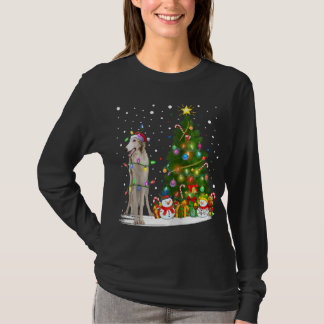 Santa Borzoi Dog Xmas Tree Lighting Borzoi Christm T-Shirt