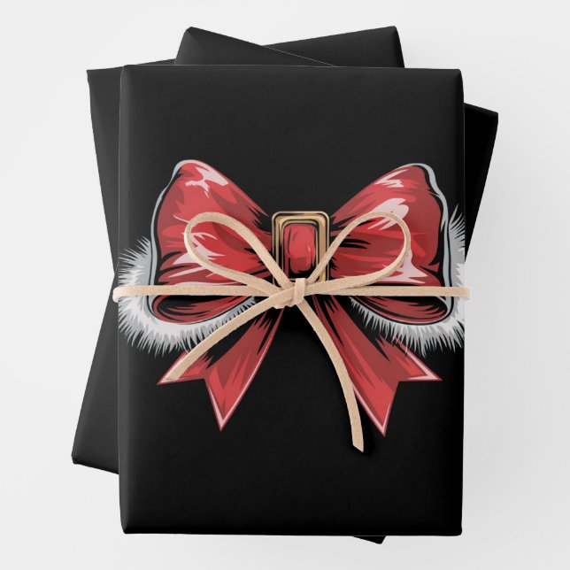 Santa Bow Weihnachten Santa Coquette Weihnachtsfei Geschenkpapier Set (Beispiel)