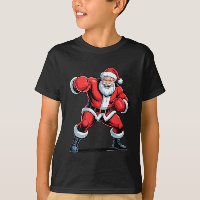 Santa Boxing Lover Funny Holiday Christmas Xmas Pa T-Shirt (Vorderseite)