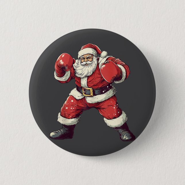 Santa Boxing Lover Funny Mixed Martial Arts Muay T Button (Vorderseite)