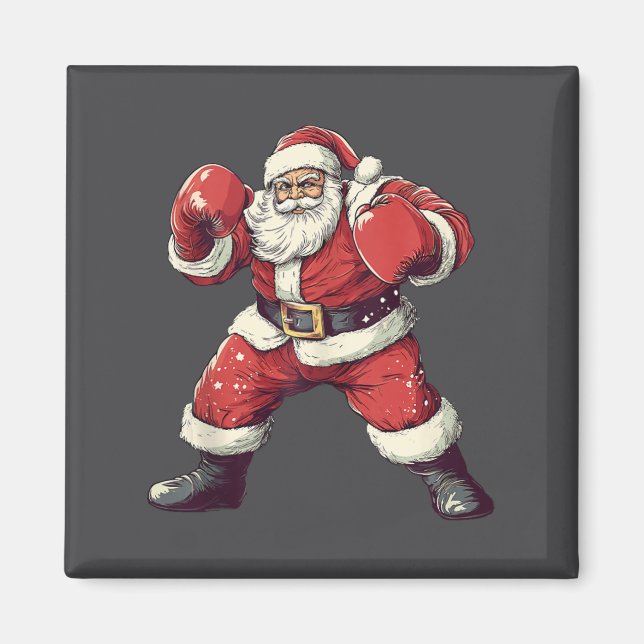 Santa Boxing Lover Funny Mixed Martial Arts Muay T Magnet (Vorne)