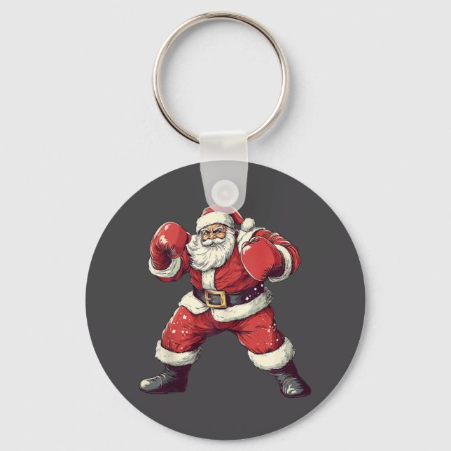 Santa Boxing Lover Funny Mixed Martial Arts Muay T Schlüsselanhänger (Vorderseite)