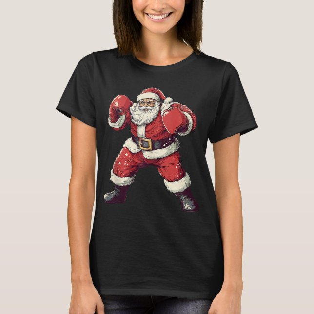 Santa Boxing Lover Funny Mixed Martial Arts Muay T T-Shirt (Vorderseite)