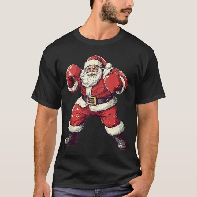 Santa Boxing Lover Funny Mixed Martial Arts Muay T T-Shirt (Vorderseite)