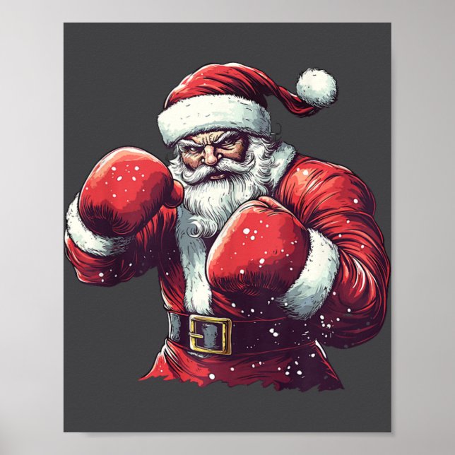 Santa Boxing Lover Mixed Martial Arts Muay Thai Bo Poster (Vorne)