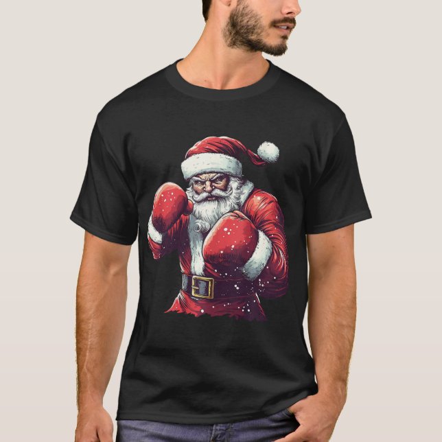 Santa Boxing Lover Mixed Martial Arts Muay Thai Bo T-Shirt (Vorderseite)
