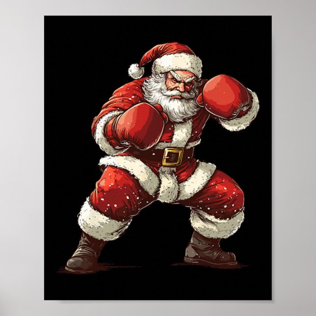 Santa Boxing Xmas Mixed Martial Arts Muay Thai Lov Poster (Vorne)