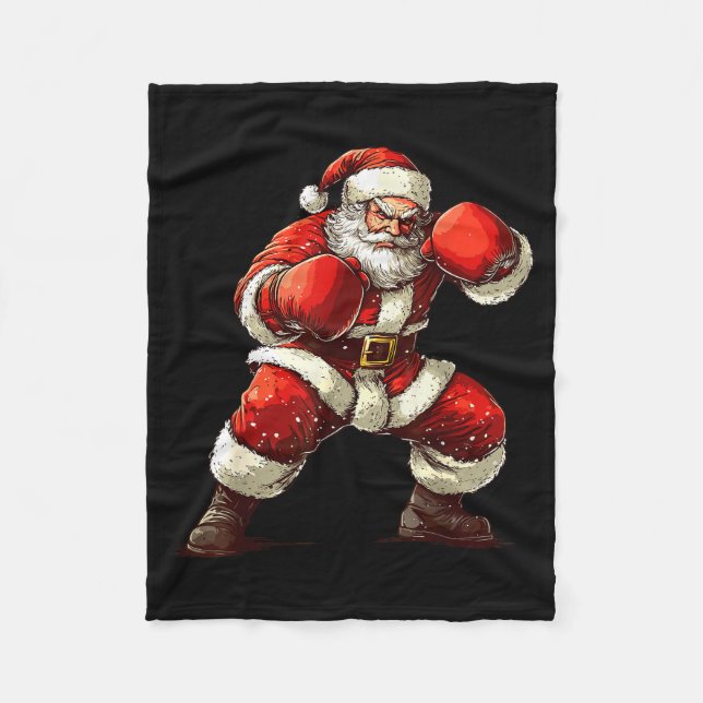 Santa Boxing Xmas Mma Muay Thai Lover Boxer Christ Fleecedecke (Vorderseite)