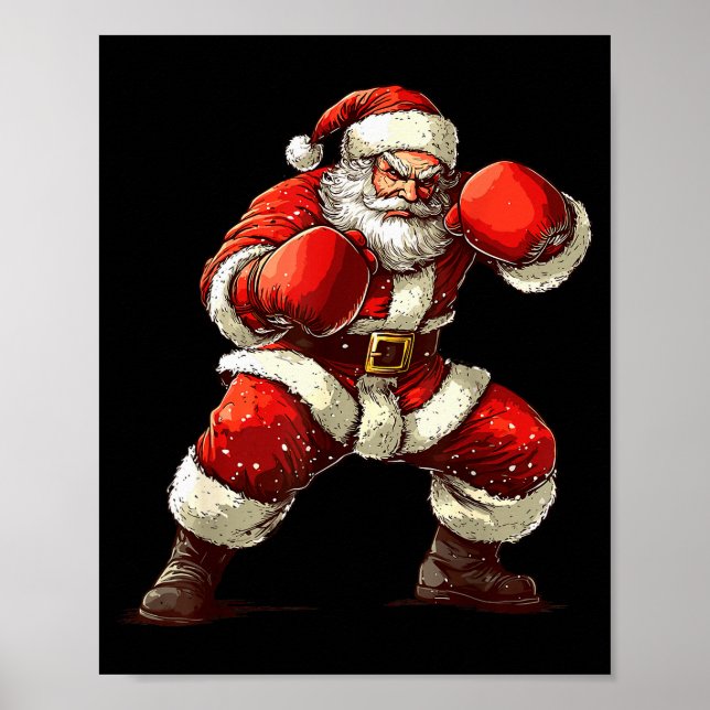 Santa Boxing Xmas Mma Muay Thai Lover Boxer Christ Poster (Vorne)