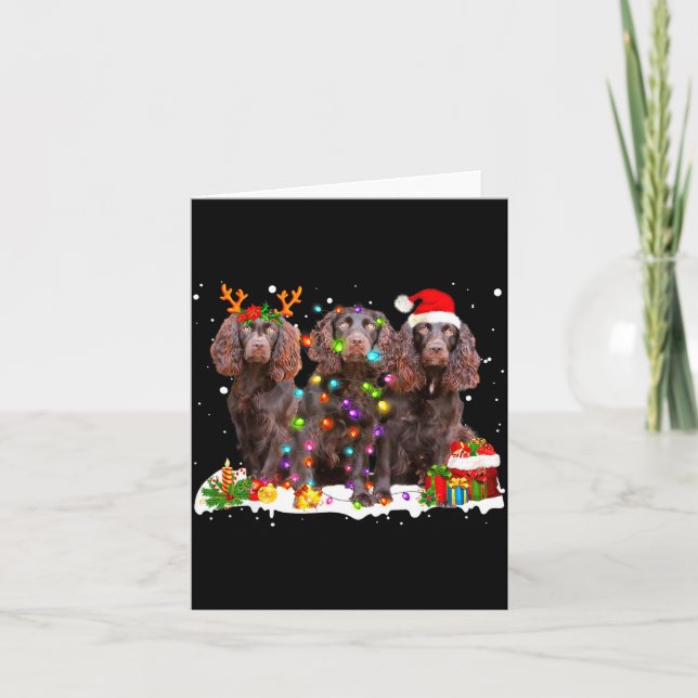 Santa Boykin Spaniel Dog Gorgeous Reindeer Christm Karte (Vorderseite)