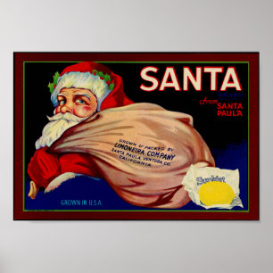 Santa Brand Zitronen Ventura County California Obs Poster