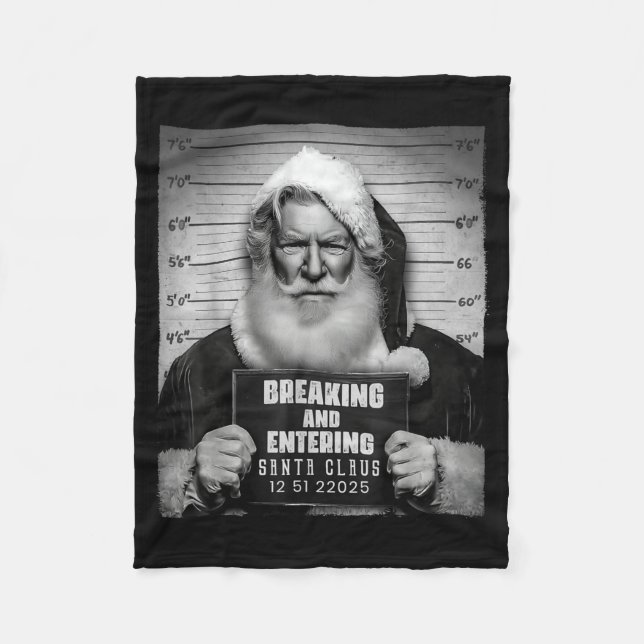 Santa Breaking Entering Mugshot Funny Christmas Ho Fleecedecke (Vorderseite)