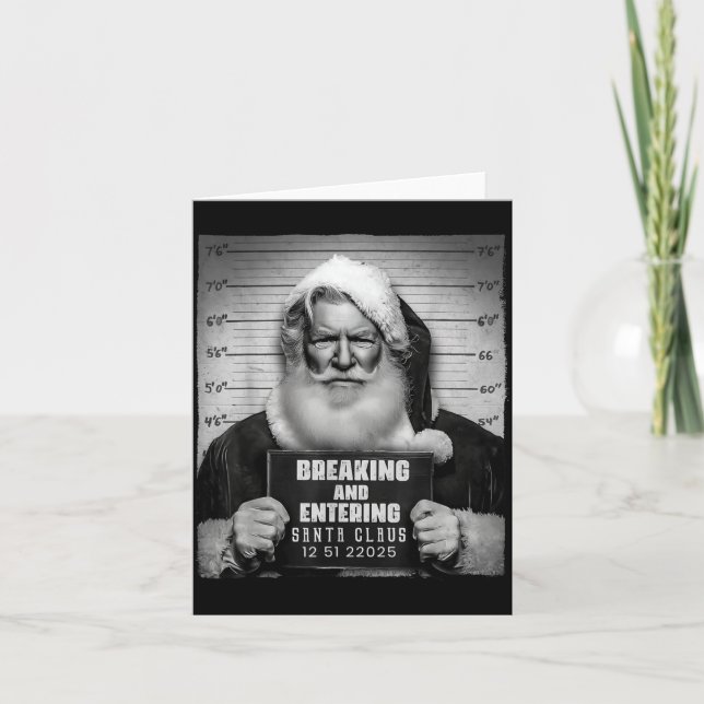 Santa Breaking Entering Mugshot Funny Christmas Ho Karte (Vorderseite)