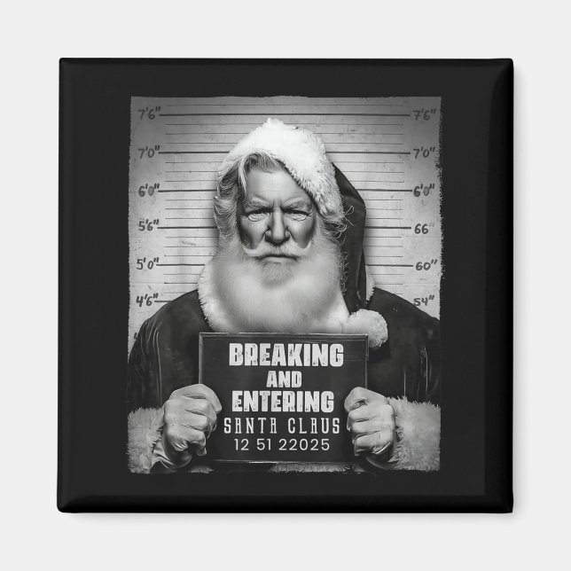 Santa Breaking Entering Mugshot Funny Christmas Ho Magnet (Vorne)