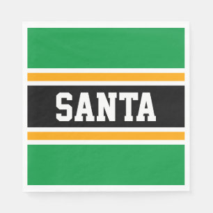 SANTA Bright Green Black Yellow Streifen Serviette