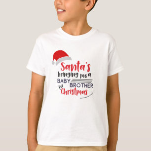 Santa Bringing Baby Brother   Funny Children T-Shirt