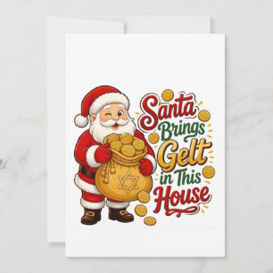Santa bringt Gelt in dieses Haus Christmukka Jude  Einladung