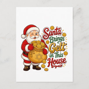 Santa bringt Gelt in dieses Haus Christmukka Jude Postkarte