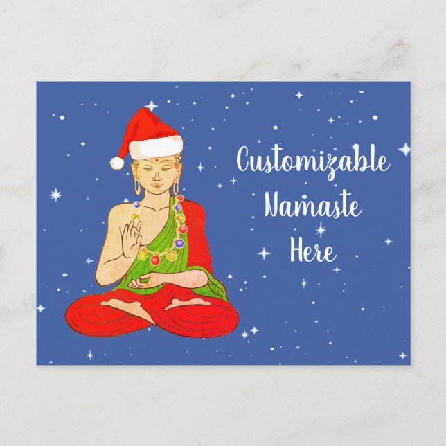 Santa Buddha Namaste individuell anpassbar Feiertagspostkarte (Vorderseite)