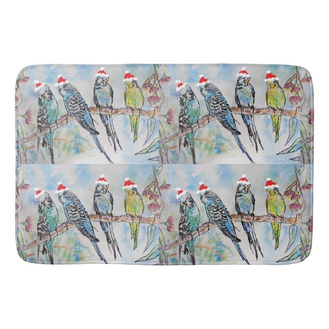 Santa Budgie Budgies Musterteppichpapier Badematte (Vorderseite)
