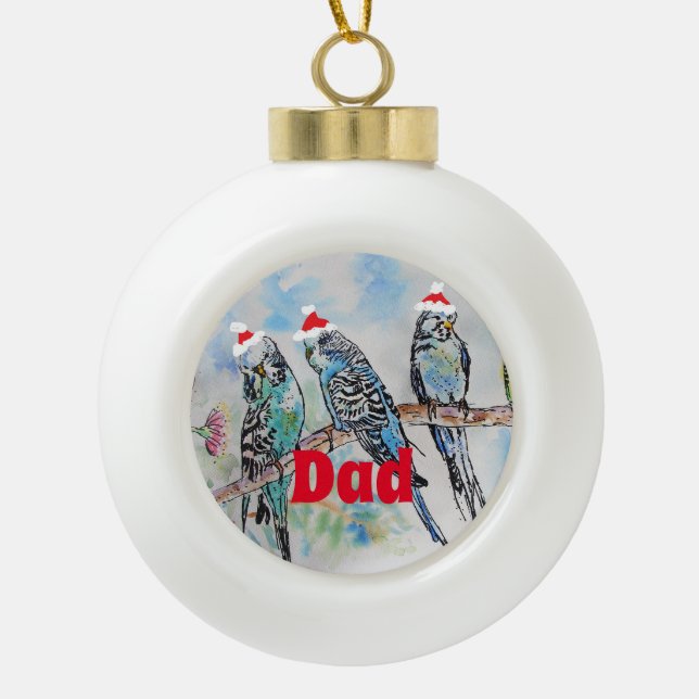 Santa Budgie Parrot Budgies Papa Vater Ornament (Vorderseite)
