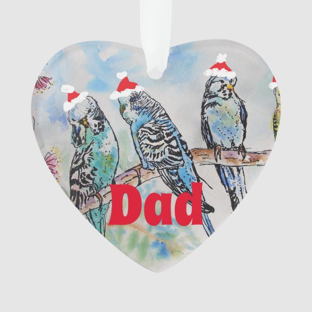 Santa Budgie Parrot Budgies Papa Vater Ornament (Vorderseite)