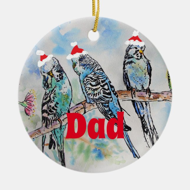 Santa Budgie Parrot Budgies Papa Vater Ornament (Vorne)