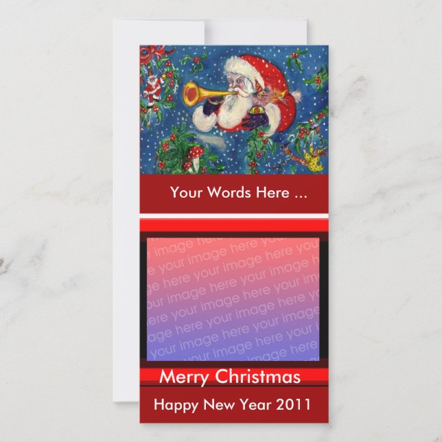 SANTA BUGLER MUSIK CHRISTMAS NACHT FEIERTAGSKARTE (Vorderseite)