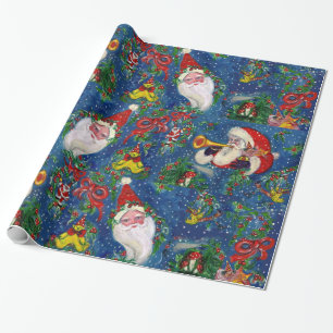 SANTA BUGLER, SPIELZEUGE, RIBBONS, MUSIKCHRISTMAS  GESCHENKPAPIER